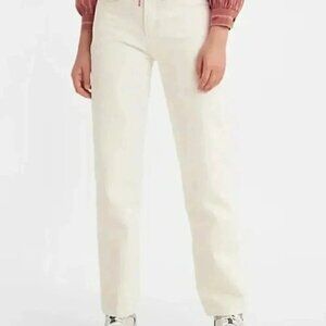 Levis 501 cream  5 pocket button fly skinny fit denim jeans 25